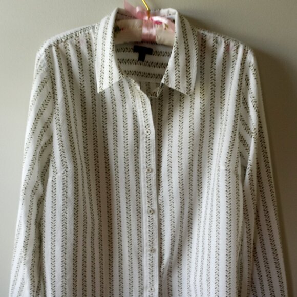'Talbots' 100% Cotton LS Blouse XL EUC - Picture 1 of 10